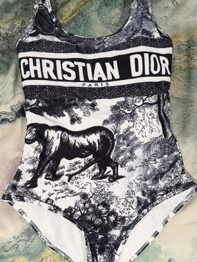 Dior Black and White Toile-Print One-Piece Swimsuit